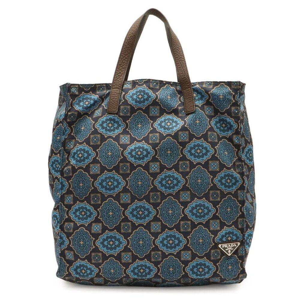 Prada Triangle Logo Tessuto Tote